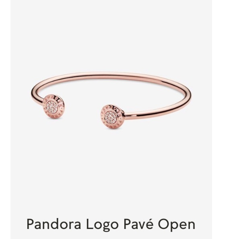 Pandora Logo open pave bangle